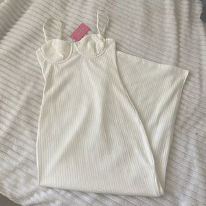 NWT Edikted White MIDI Cream Dress